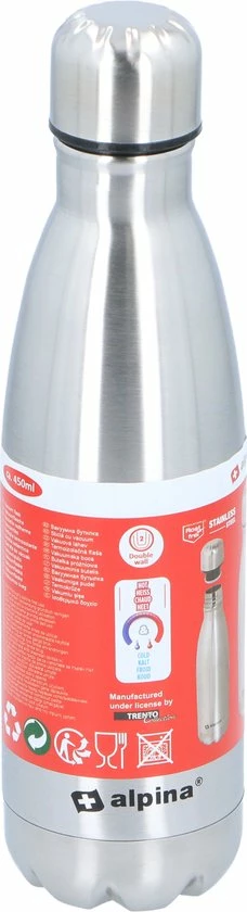 Alpina Isolerende Drinkfles - Thermosfles - Met Schroefdop - Dubbelwandig - 500 Ml - RVS 7 Alpina Isolerende Drinkfles - Thermosfles - Met Schroefdop - Dubbelwandig - 500 Ml - RVS - Afbeelding 5