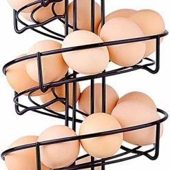 Goliving Eierrek - Eierhouder - Eiermand - Eieren Bewaren - Draaibaar - Ruimtebesparend - RVS - Zwart