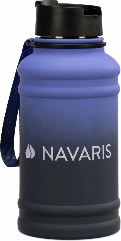 Navaris Fitness Drinkfles 1,3 Liter - Lichte Waterfles Van Roestvrij Staal Blauw - Grote Blauwe Waterfles RVS Voor Sport, Fitness, Yoga En Kamperen 6 Navaris Fitness Drinkfles 1,3 Liter - Lichte Waterfles Van Roestvrij Staal Blauw - Grote Blauwe Waterfles RVS Voor Sport, Fitness, Yoga En Kamperen - Afbeelding 4