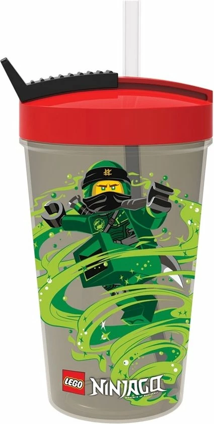 LEGO Ninjago Drinkbeker 500 Ml - Met Rietje - Zwart 3 LEGO Ninjago Drinkbeker 500 Ml - Met Rietje - Zwart