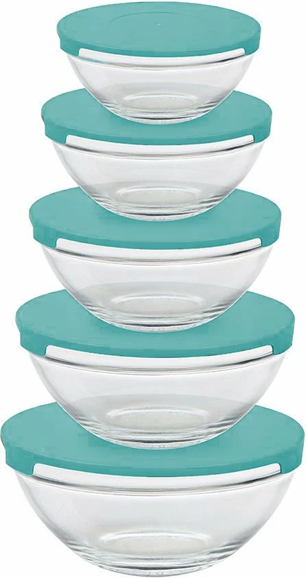 Altom Design Glazen Schalen Set Van 5 Met Deksels - Vaatwasser Bestendig - Food Prepping - Vriezer Bestendig - Magnetron Bestendig - Mint 3 Altom Design Glazen Schalen Set Van 5 Met Deksels - Vaatwasser Bestendig - Food Prepping - Vriezer Bestendig - Magnetron Bestendig - Mint
