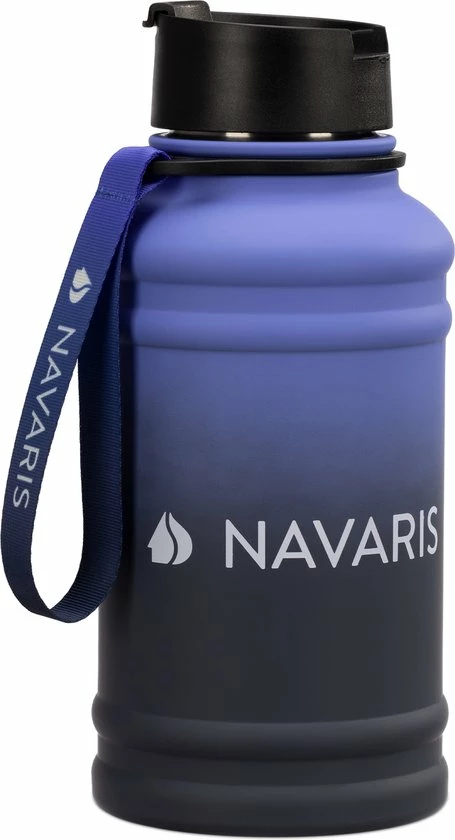 Navaris Fitness Drinkfles 1,3 Liter - Lichte Waterfles Van Roestvrij Staal Blauw - Grote Blauwe Waterfles RVS Voor Sport, Fitness, Yoga En Kamperen 3 Navaris Fitness Drinkfles 1,3 Liter - Lichte Waterfles Van Roestvrij Staal Blauw - Grote Blauwe Waterfles RVS Voor Sport, Fitness, Yoga En Kamperen