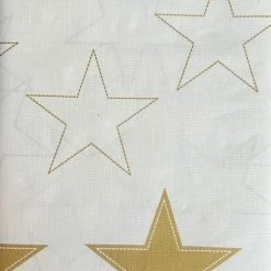 Kerst-tafelkleed Kersttafelkleed Creme Met Gouden Sterren 240x140 Cm - Luxe Tafelkleed Van Stevig Papier Voor Kerst Kerstmis Kerstkleed