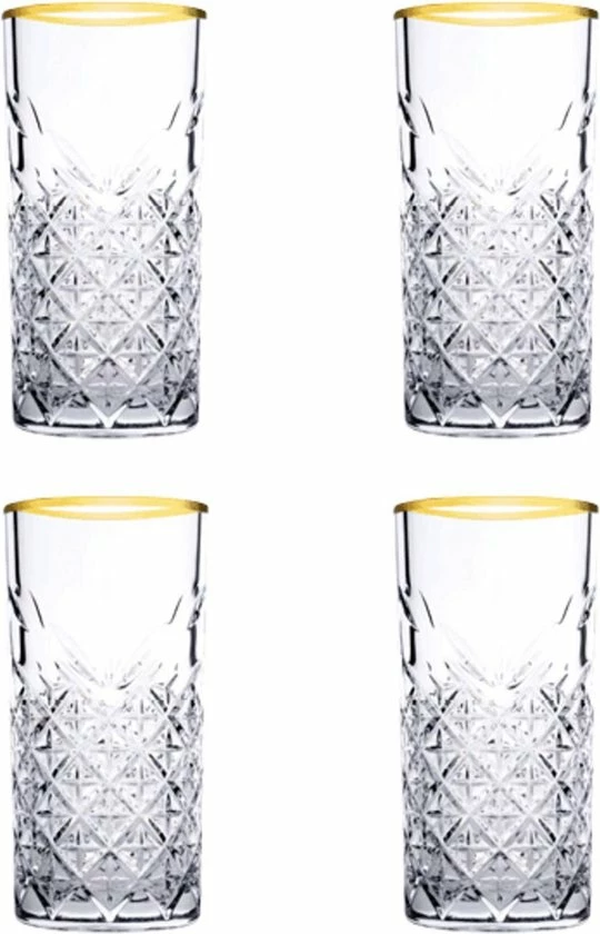 Pasabahce Timeless - Golden Touch - Longdrinkglas - Set Van 4 - 450 ML 7 Pasabahce Timeless - Golden Touch - Longdrinkglas - Set Van 4 - 450 ML - Afbeelding 5