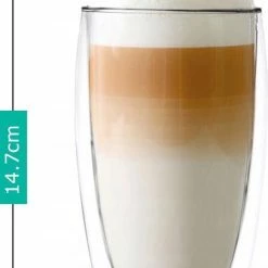 Altom Design Latte Macchiato Glazen - Dubbelwandige Koffieglazen - Dubbelwandige Cappuccino Glazen - 450 ML - 4x -WMF Shop 547x840