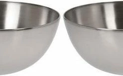 Merkloos 2x Salade Schaal RVS - Serveerschalen/schalen RVS 20 Cm