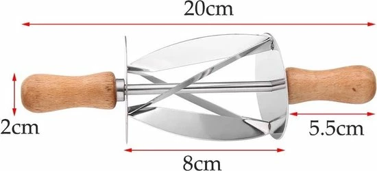 LOUZIR RVS Croissant Roller Cutter Cake Brood Rolling Deeg Cutter - Voor Het Maken Van Croissant Met Houten Handvat Rollend Mes Keuken Bakken Tool 5 LOUZIR RVS Croissant Roller Cutter Cake Brood Rolling Deeg Cutter - Voor Het Maken Van Croissant Met Houten Handvat Rollend Mes Keuken Bakken Tool - Afbeelding 3