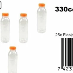 Thema Party 25x Flesje PET Helder 330cc Met Oranje Dop - Drinken Jus Sinas Cola Sappen Dranken