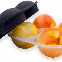 Nevi Silicone Ijsblokjesvorm Met Deksel - Ijsballen Voor Gin Of Whisky - 4 Grote Ronde Ijsballen Ø 6cm - Zwart -WMF Shop 550x287 5