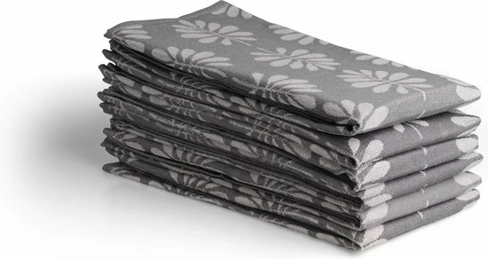 Aaaaa Luxe Theedoeken - 6 Stuks - Patroon Blad - Antraciet - 60x65cm 7 Aaaaa Luxe Theedoeken - 6 Stuks - Patroon Blad - Antraciet - 60x65cm - Afbeelding 5