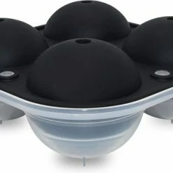 Nevi Silicone Ijsblokjesvorm Met Deksel - Ijsballen Voor Gin Of Whisky - 4 Grote Ronde Ijsballen Ø 6cm - Zwart -WMF Shop 550x312 1