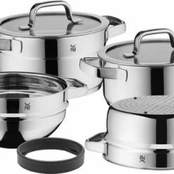 WMF Compact Cuisine Pannenset 4-delig - Kookpannen, Stoominzet, Mengkom -WMF Shop 550x317