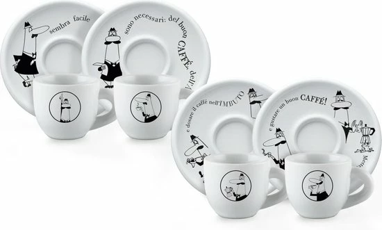 Bialetti Koffiekop Met Schotel - Porselein - Set Van 4 3 Bialetti Koffiekop Met Schotel - Porselein - Set Van 4