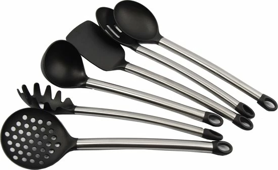 Merkloos Set Keukengerei - Schuimspaan - Serveerlepel - Soeplepel - Spagettilepel - Spatel - Zeeflepel 3 Merkloos Set Keukengerei - Schuimspaan - Serveerlepel - Soeplepel - Spagettilepel - Spatel - Zeeflepel