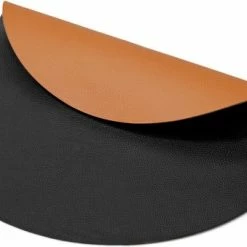 Jay Hill Placemats Leer - Cognac / Zwart - Dubbelzijdig - ø 38 Cm - 6 Stuks