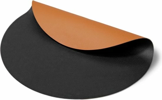 Jay Hill Placemats Leer - Cognac / Zwart - Dubbelzijdig - ø 38 Cm - 6 Stuks 3 Jay Hill Placemats Leer - Cognac / Zwart - Dubbelzijdig - ø 38 Cm - 6 Stuks