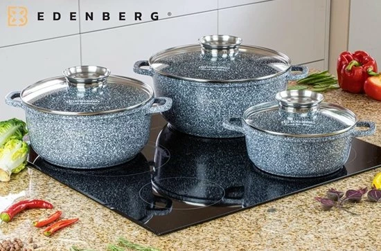 EDENBERG Edënbërg Stonetec Line - 6-delige Luxe Pannenset Van Gesmeed Aluminium 7 EDENBERG Edënbërg Stonetec Line - 6-delige Luxe Pannenset Van Gesmeed Aluminium - Afbeelding 5