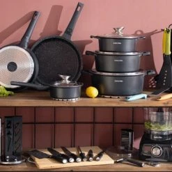 Swiss Pro+ - SWP41D22 - Pannenset 41 Delig - Foodprocessor - Messenblok 8 Delig - Kookgerei Set Met Houder 7 Delig - Starters Pakket - 2022 Serie - Limited Edition -uitzet -WMF Shop 550x366 28