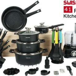 Swiss Pro+ - SWP41D22 - Pannenset 41 Delig - Foodprocessor - Messenblok 8 Delig - Kookgerei Set Met Houder 7 Delig - Starters Pakket - 2022 Serie - Limited Edition -uitzet -WMF Shop 550x384 2