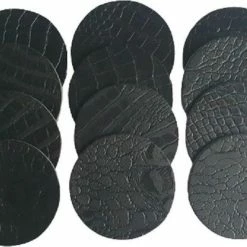 Leren Onderzetters Zwart Met Croco Structuur Set Van 12 Stuks - De Riemenspecialist Cadeau Tip!