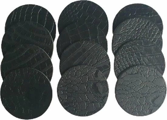 Leren Onderzetters Zwart Met Croco Structuur Set Van 12 Stuks - De Riemenspecialist Cadeau Tip! 3 Leren Onderzetters Zwart Met Croco Structuur Set Van 12 Stuks - De Riemenspecialist Cadeau Tip!