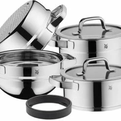 WMF Compact Cuisine Pannenset 4-delig - Kookpannen, Stoominzet, Mengkom