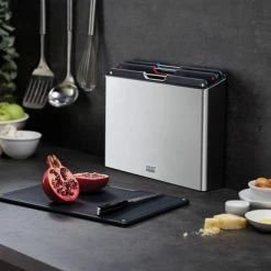 Joseph Joseph JosephJoseph - Folio - Steel - Snijplank - In Houder - Groot - Set Van 5 Stuks - Zilver -WMF Shop 550x412 41