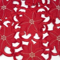 Merkloos Tafelkleed - Kerst - Rood Opengewerkt Met Bloemen - Rond 60 Cm -WMF Shop 550x412 55