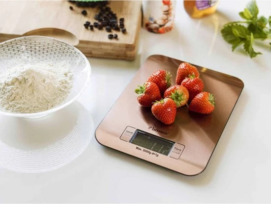 Bestron Digitaale Keukenweegschaal Met LCD-display, Voor Tot 5 Kg, Inclusief Batterijen, Kleur: Koper 9 Bestron Digitaale Keukenweegschaal Met LCD-display, Voor Tot 5 Kg, Inclusief Batterijen, Kleur: Koper - Afbeelding 7