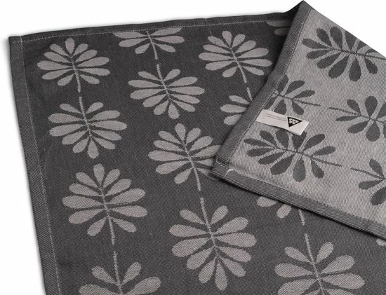 Aaaaa Luxe Theedoeken - 6 Stuks - Patroon Blad - Antraciet - 60x65cm 6 Aaaaa Luxe Theedoeken - 6 Stuks - Patroon Blad - Antraciet - 60x65cm - Afbeelding 4