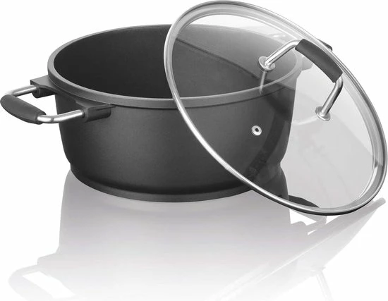 Bratoni Gietaluminium Steelpan In 'gegoten' Kwaliteit Met Glazen Deksel 20 Cm | 2-voudige Greblon Antiaanbaklaag Voor Bijna Vetvrij Koken | Alle Soorten Fornuizen Behalve Inductie 3 Bratoni Gietaluminium Steelpan In 'gegoten' Kwaliteit Met Glazen Deksel 20 Cm | 2-voudige Greblon Antiaanbaklaag Voor Bijna Vetvrij Koken | Alle Soorten Fornuizen Behalve Inductie