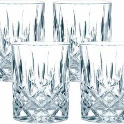 Merkloos Luxe Whiskey / Water Glazen CRYSTAL - Set Van 4 - Transparant - 300 Ml - Set Van 4