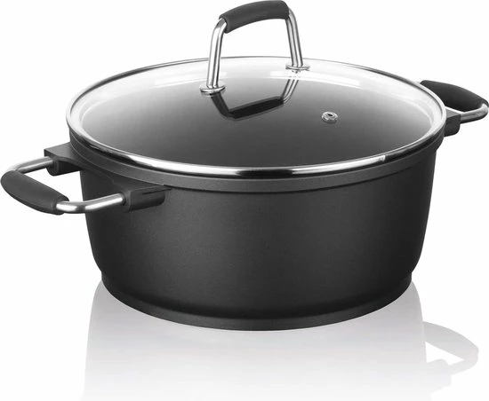 Bratoni Gietaluminium Steelpan In 'gegoten' Kwaliteit Met Glazen Deksel 20 Cm | 2-voudige Greblon Antiaanbaklaag Voor Bijna Vetvrij Koken | Alle Soorten Fornuizen Behalve Inductie 6 Bratoni Gietaluminium Steelpan In 'gegoten' Kwaliteit Met Glazen Deksel 20 Cm | 2-voudige Greblon Antiaanbaklaag Voor Bijna Vetvrij Koken | Alle Soorten Fornuizen Behalve Inductie - Afbeelding 4