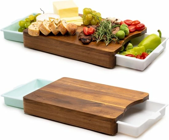 Kristies Kitchen Snijplank Met 2 Opvangbakken Kristie’s Kitchen - Borrelplank - Tapasplank - Antislip - Acacia 9 Kristies Kitchen Snijplank Met 2 Opvangbakken Kristie’s Kitchen - Borrelplank - Tapasplank - Antislip - Acacia - Afbeelding 7