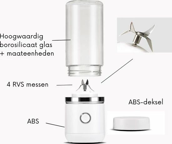 Blend In - Blender To Go - Smoothie Maker - Oplaadbare Mini Blender - Smoothies & Shakes - Draadloos & Draagbaar - Fruit Mixer - USB Oplaadbaar - 350ML - Roze 5 Blend In - Blender To Go - Smoothie Maker - Oplaadbare Mini Blender - Smoothies & Shakes - Draadloos & Draagbaar - Fruit Mixer - USB Oplaadbaar - 350ML - Roze - Afbeelding 3