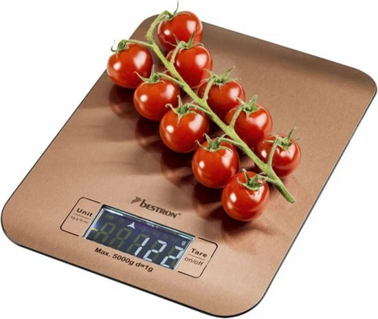 Bestron Digitaale Keukenweegschaal Met LCD-display, Voor Tot 5 Kg, Inclusief Batterijen, Kleur: Koper 10 Bestron Digitaale Keukenweegschaal Met LCD-display, Voor Tot 5 Kg, Inclusief Batterijen, Kleur: Koper - Afbeelding 8