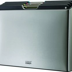 Joseph Joseph JosephJoseph - Folio - Steel - Snijplank - In Houder - Groot - Set Van 5 Stuks - Zilver