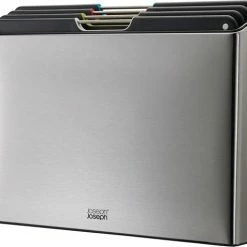 Joseph Joseph JosephJoseph - Folio - Steel - Snijplank - In Houder - Groot - Set Van 5 Stuks - Zilver -WMF Shop 550x477 3
