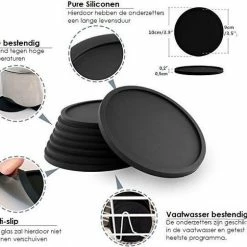 Mr. Valued Onderzetters Rond - 4 Stuks + Gratis Houder - Siliconen - Zwart Design - Voor Glazen - Anti-slip 7 Mr. Valued Onderzetters Rond - 4 Stuks + Gratis Houder - Siliconen - Zwart Design - Voor Glazen - Anti-slip -WMF Shop 550x484