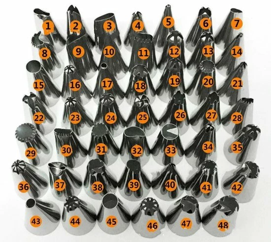 Merkloos Cake Decoration Set 48 Stuks Van Verschillende RVS Spuitmondjes Voor Het Decoreren Van Taarten En Gebak - Icing Piping Nozzles Pastry Tips Set - Cake Decorating Tools Accessoires - Garneerspuit Voor Slagroom, Fondant, Marsepein - Klein Formaat 6 Merkloos Cake Decoration Set 48 Stuks Van Verschillende RVS Spuitmondjes Voor Het Decoreren Van Taarten En Gebak - Icing Piping Nozzles Pastry Tips Set - Cake Decorating Tools Accessoires - Garneerspuit Voor Slagroom, Fondant, Marsepein - Klein Formaat - Afbeelding 4