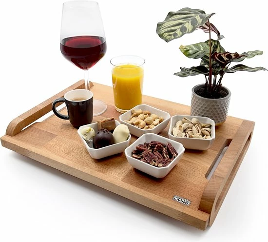 Industrial Living Dienblad - Rechthoek Met Handgreep - Hout 3 Industrial Living Dienblad - Rechthoek Met Handgreep - Hout