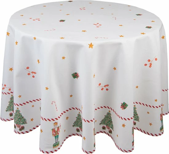 Clayre & Eef Tafelkleed Kerst Ø 170 Cm Wit Groen Katoen Rond Notenkrakers Tafellaken Tafellinnen Tafeltextiel 3 Clayre & Eef Tafelkleed Kerst Ø 170 Cm Wit Groen Katoen Rond Notenkrakers Tafellaken Tafellinnen Tafeltextiel
