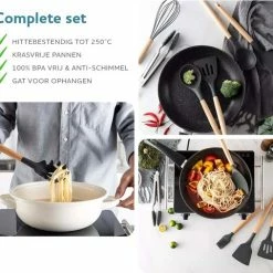 Homeon Keukengerei – Kookgerei - 11 Delige Set Met Houder – Hittebestendig Siliconen - Antraciet -WMF Shop 550x507 6