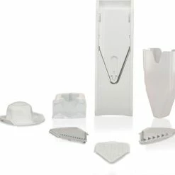 Börner Mandoline V1 Profi | 7-delige Set | 5 Snijdiktes | Geschikt Als Frietsnijder | BPA-vrij En Roestvrij | Wit