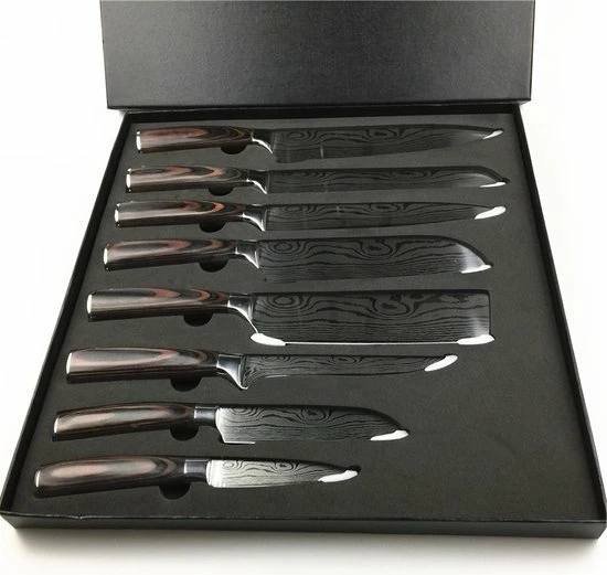 All4you Japanse Messenset - Japanse Messen - Koksmessen Set- Damascus Mes - 9 Delige Messenset 8 All4you Japanse Messenset - Japanse Messen - Koksmessen Set- Damascus Mes - 9 Delige Messenset - Afbeelding 6