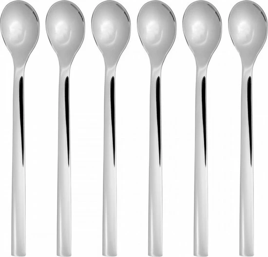 WMF Nuova Latte Macchiato Lepels - 6-delig - 19 Cm - RVS 3 WMF Nuova Latte Macchiato Lepels - 6-delig - 19 Cm - RVS