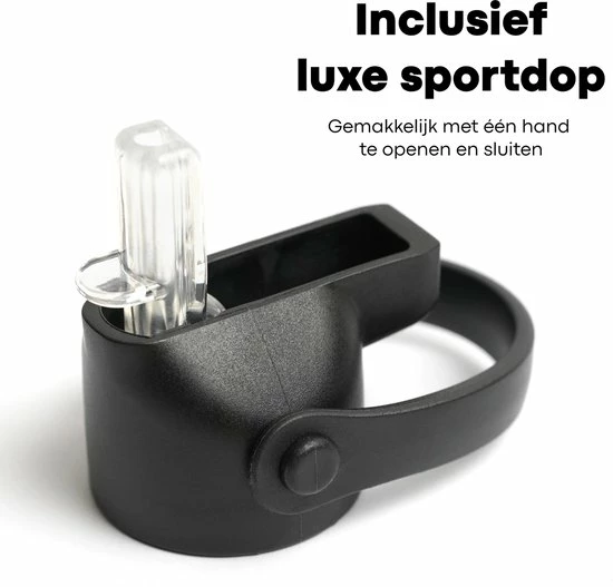 Vatten® Premium RVS Thermosfles - 500 Ml - Mat Zwart - Waterfles Met Rietje - Isoleerfles 5 Vatten® Premium RVS Thermosfles - 500 Ml - Mat Zwart - Waterfles Met Rietje - Isoleerfles - Afbeelding 3