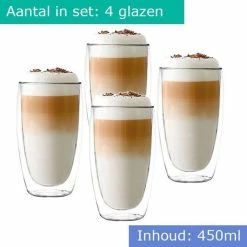 Altom Design Latte Macchiato Glazen - Dubbelwandige Koffieglazen - Dubbelwandige Cappuccino Glazen - 450 ML - 4x -WMF Shop 550x533 1