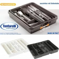 Tontarelli Mixy Verstelbare Bestekbak Met Dubbele Tray B 31,7 Tot 55 X L 41,8 X H7,7 Cm - Wit