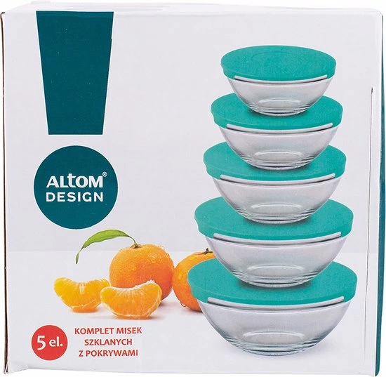 Altom Design Glazen Schalen Set Van 5 Met Deksels - Vaatwasser Bestendig - Food Prepping - Vriezer Bestendig - Magnetron Bestendig - Mint 5 Altom Design Glazen Schalen Set Van 5 Met Deksels - Vaatwasser Bestendig - Food Prepping - Vriezer Bestendig - Magnetron Bestendig - Mint - Afbeelding 3